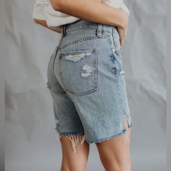 Free People We the Free Denim Bermuda Sequoia Jean Short Jorts Surfs Up Size 27 - Picture 4 of 13